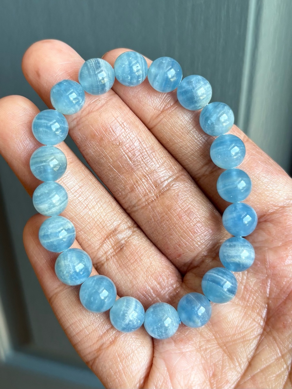 9.5mm Blue Onyx Crystal Bracelet